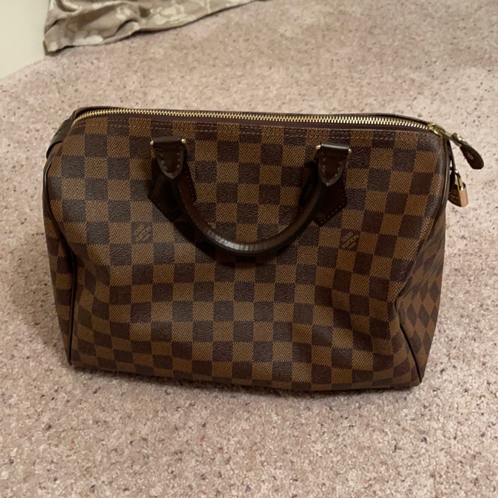 Checkered brown purse